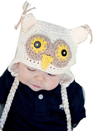Image of Xikee Kids Baby Boy Girl Crochet Sleepy Owl Hat Beanie Photography Props, Multicoloured, Medium
