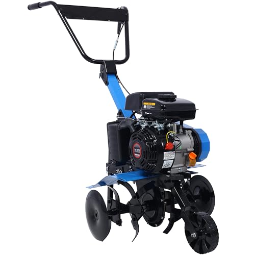 4-Cycle 2-in-1 Tiller and Cultivator,78.5cc with Handle 18IN Till Width, Gas-Powered, EPA Complaint, Blue
