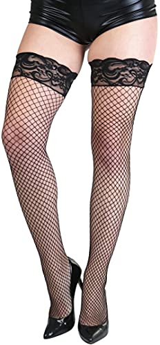 Image of ToBeInStyle Women's Vibrant Large Net Fishnet Thigh High Elastic Nylon Novelty Stockings