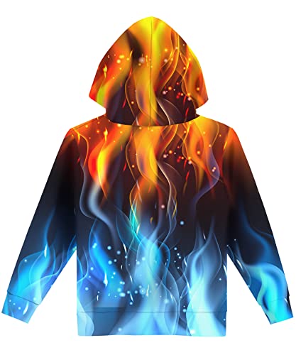 Hgvoetty Teen Boys Hoodies Cool Graphic Sweatshirts For Youth Novelty Clothing Sweater For Kids Cool Fire Design Tops Costumes For Girls 6-8 Years #TOP1