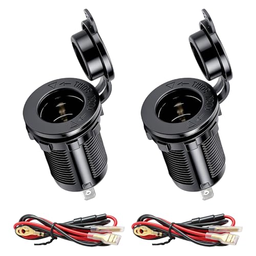 2 Piezas Zócalo Toma Encendedor de Cigarrillos 12V 24V DC Universal, Toma Mechero Impermeable, Auxiliar Coche Motocicleta Conector para Vehículos, Puerto de Carga para Teléfonos GPS Cámaras