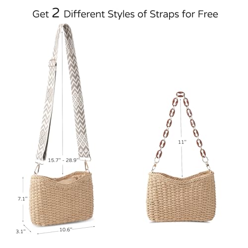 Richeart Handwoven Straw Purses for Women - Boho Crossbody Bag with Adjustable Strap - Summer Beach Shoulder Purse4