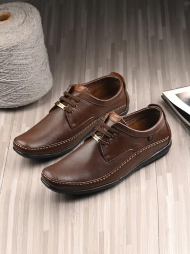 Image of egoss Derby Formal Shoes for Men | Genuine Leather | Stretch Fit | Comfortable & Stylish | Ideal for Office & Tusiness Wear - GS-247