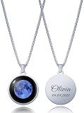 Shining Design Custom Moon Phase Necklace Gift for Birthday (Name & Date)