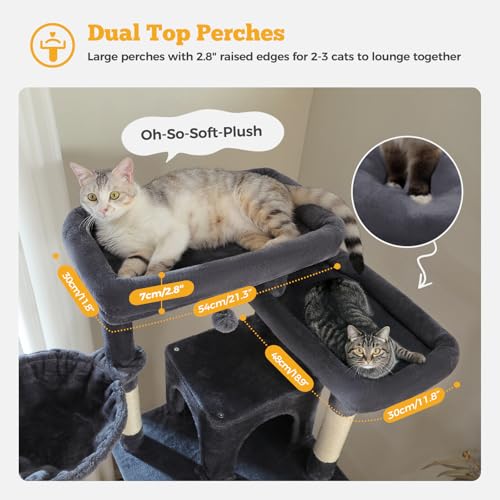Image of MUTTROS 81 inch Heavy Duty Cat Tree for Large Cats up to 20lbs - Extra Tall Cat Tower with Metal Frame Hammock, 6 Sisal Scratching Posts, 2 Perches - Indoor Cat Furniture for Maine Coon, Dark Gray