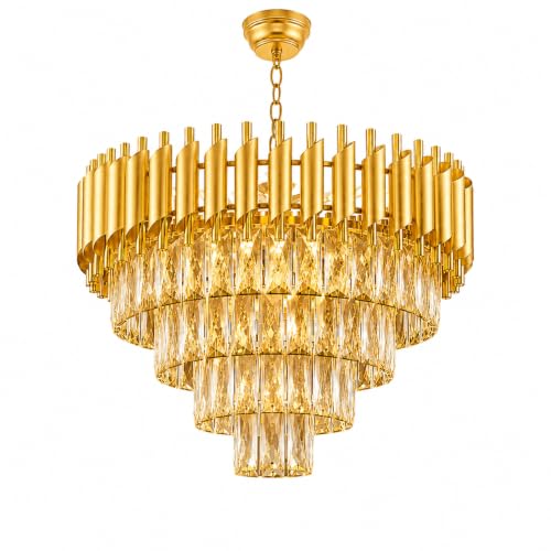 Image of Modern Golden Mamba Crystal Chandelier 500mm Luxury Gold Finish Ceiling Light for Living Room, Bedroom, Dining, Room, Hotel, Home Decor Lighting Fixture