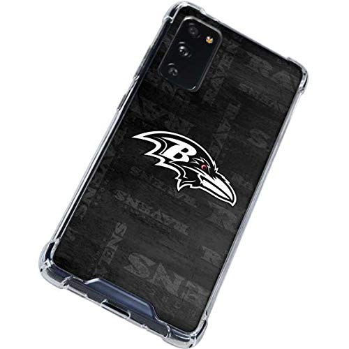 Skinit Clear Phone Case Compatible with Galaxy S20 FE - Officially Licensed NFL Baltimore Ravens Black & White Design