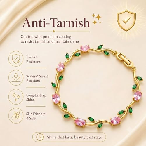 Image of Aurie Tulip Bracelet for Women & Girls | Anti Tarnish Stainless Steel Floral Bracelet |Party and Daily Wear Jewellery