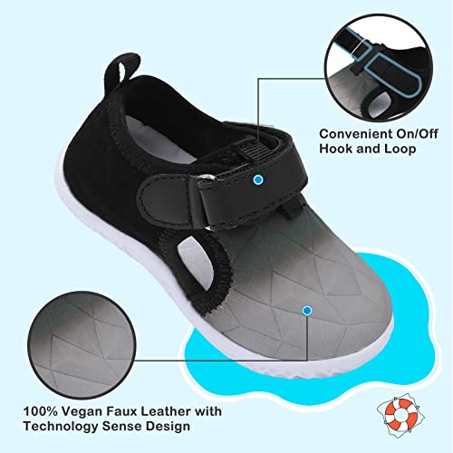 Besroad First Baby Walking Shoes Boy Girl Tiny Feet Summer Sneakers Soft Baby Grip Barefoot Shoes Sneakers Non-Slip Walkers Gradient Black 4.5-5 Toddler #TOP2