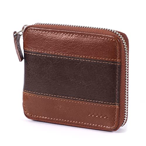 Genuine Leather RFID Trifold/Zipper Around Wallet for Men Horizontal/Vertical Zippered Wallet and Card Holder | Ideal Gift for Men and Women