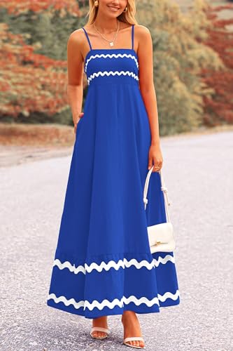 Image of PRETTYGARDEN Women's 2026 Summer Flowy Maxi Dress Casual Sleeveless Spaghetti Strap Ruffle Beach Long Dresses