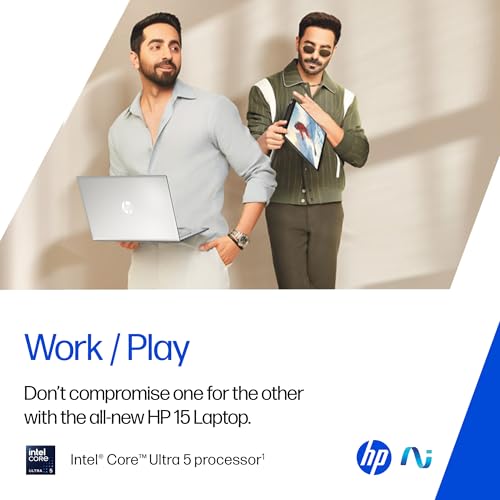 Image of HP 15, Intel Core Ultra 5 125H, 12 Tops (16GB DDR5, 512GB SSD) FHD, IPS, 15.6'' /39.6cm, Win11, M365 Basic* Office24, Silver, 1.65kg, fd1254TU, Intel Graphics, FHD Camera w /Shutter, AI Powered Laptop