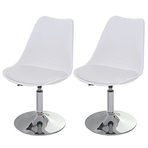 Mendler 2X Chaise pivotante Malmö T501, réglable en Hauteur, Similicuir - Blanc