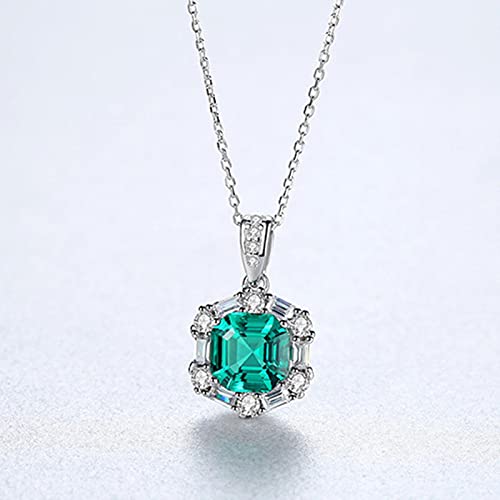 Pendentif émeraude brillant en argent 925 avec finitions de haute joaillerie pour femme