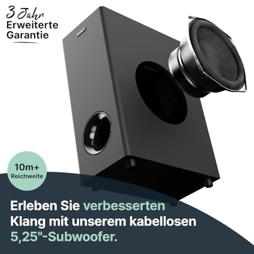 MAJORITY Teton Plus Bluetooth Soundbar für TV Geräte | 180W 2.1 Heimkino Soundsystem für...