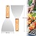 Grillspachtel, Joyfair 2 Stück Plancha Spachtel Küchenspachtel Set, Grill Spachtel Edelstahl mit Holzgriff, Pizzaspatel für BBQ/Küche/Kochen/Reinigen, Schräger Rand & & 2 Haken