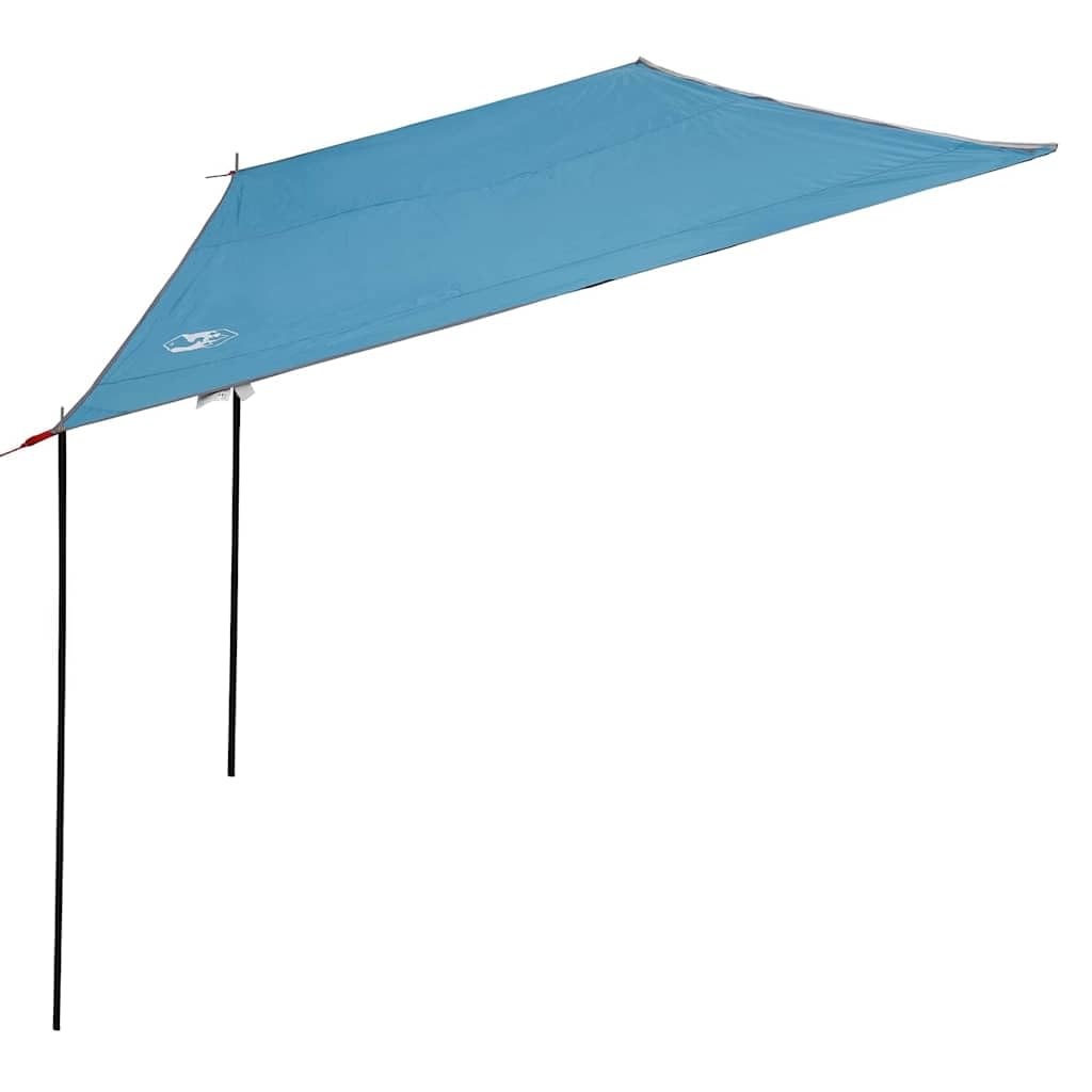 Wasserfester Tarp aus Polyester x mit Metallrohrpol und Abspannseilen, windresistent und flammhemmend für Camping, Wandern, Outdoor, Camping-Saison Schutz