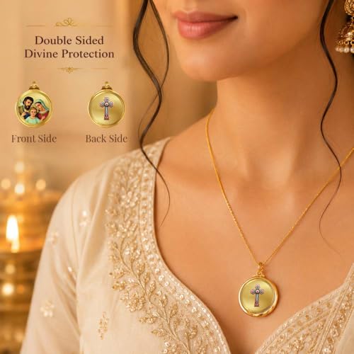 Image of DIVINITI 24K Gold Plated Double-Sided Religious Pendant with Premium Gift Box, Spiritual Locket for Men & Women, Devotional Jewellery for Gifting & Everyday Wear