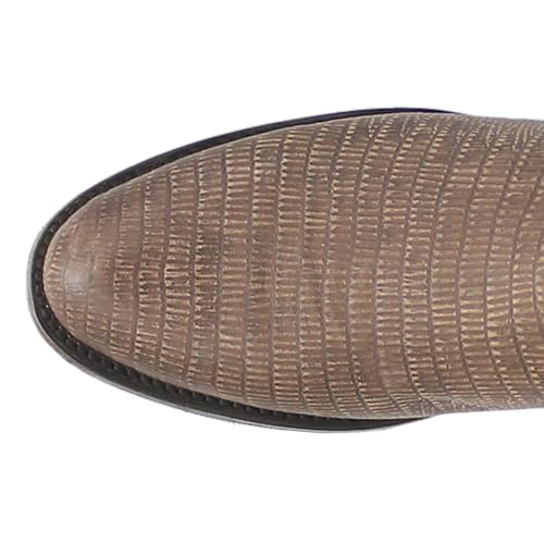 Dingo Mens Saw Buck Embroidered Lizard Print Round Toe Casual Boots Mid Calf - Brown4