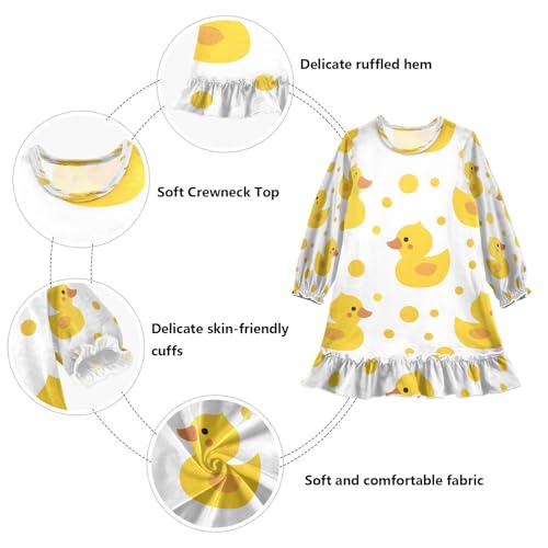 Bolaz Nightgowns Sleepwear Lightweight Nightdress Soft Pajamas Dress Cute Yellow Duck for 3-10 Years3