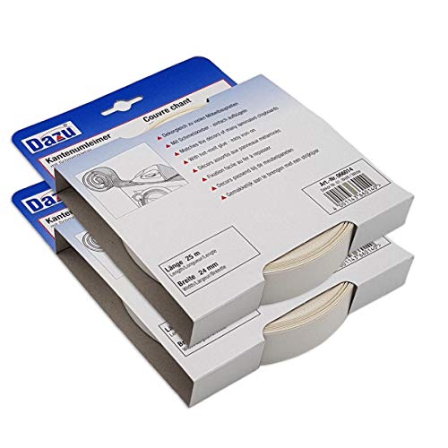 2-er Pack Melaminkantenumleimer in Weiß 24 mm x 25 m Rolle (2 Rollen = 50 Meter) Umleimer in Weiss, glatt und strukturlos, Kantenumleimer inkl. Schmelzkleber Cover