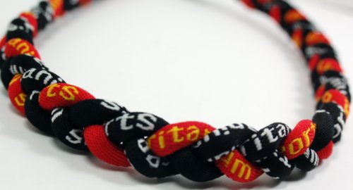 20" Ionic Titanium Baseball Braided Necklace Sports Softball Black & Red #TOP22