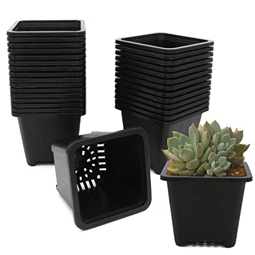 GOETOR 4 Inch Square Nursery Pots, 30 Pack Sturdy & Reusable...