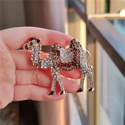 Image of Cute Camel Rhinestones Brooches Lapel Pins for Women Men Teen Girls Funny Sparkly Crystal Cartoon Animal Pin Dress Suit Hat Bag Clothes Accessories Jewelry Party Christmas Holiday Gifts