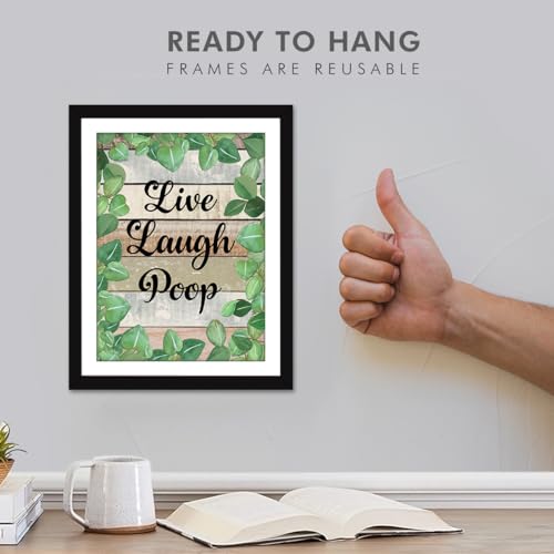 Image of Chaka Chaundh - bathroom poster - bath posters with frame - bathroom quotes framed posterss - bath etiquette poster - bathrooms rules posters - (14 X 11 inches) (Live Laugh - Foral)