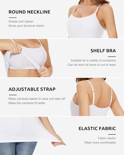 Image of Vislivin Womens Cotton Camisole Adjustable Strap Tank Tops with Shelf Bra Stretch Undershirts