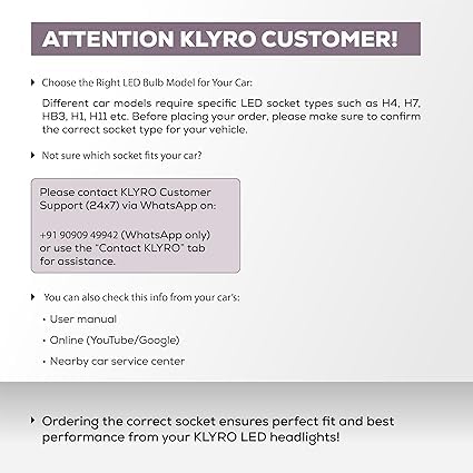 Image of klyro Car LED Headlight Bulb 180W 18000LM 6000K White | Super Bright LED Headlamp with Flip Chip | Long Range Beam | Plug & Play | Compatible | Pack of 2 (H7 /H18)
