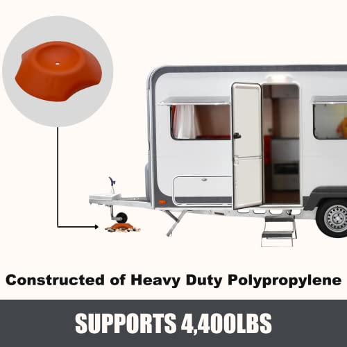 SecurityMan Trailer Wheel Dock Chock - Prevents Jack from Sinking into Mud, Dirt, Grass, Etc. - Supports 4400lbs with Easy to Position Rope Handle - Trailer Tongue Jack Wheel Chock - Orange