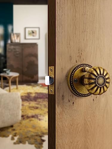Sorwduerm Antique Brass Door Knobs Interior Privacy Door Knob With Lock For Bedroom And Bathroom,Zinc Alloy 1 Pack thumb #2