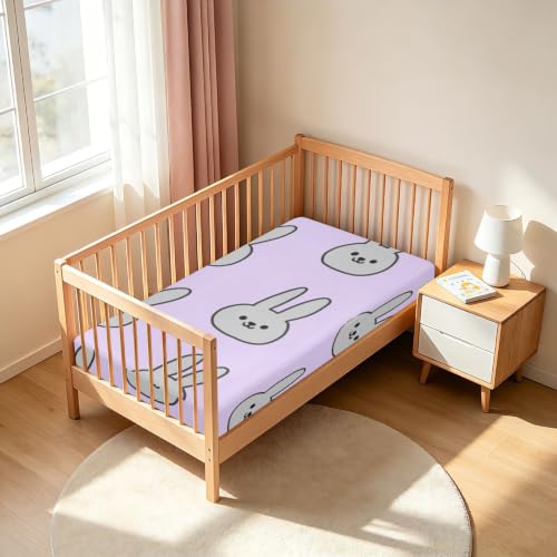 Parure de lit bébé imperméable violette motif lapin pour de douces nuits - 7