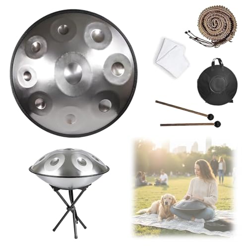 22�C���`�X�`�[���h�����A�j�Z���iD Minor�j432/440Hz �n���h�p���E�h�����y��Z�b�g ? �\�t�g�P�[�X�A�X�`�[���^���O�h�����t�� ? �ґz�E���K�E�Ŋy�퉉�t�p(Silver,440HZ/12Note)