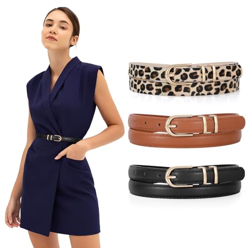 3 Pack Women's Skinny Genuine Leather Belt Fashion Waist Belt2