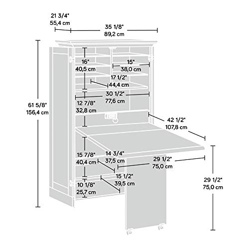 Sauder-Harbor-View-Craft-and-Sewing-Armoire-with-TablePantry-cabinets-L-3512-x-W-2181-x-H-6158-White Sauder Harbor View Craft and Sewing Armoire with TablePantry cabinets L 3512 x W 2181 x H 6158 White