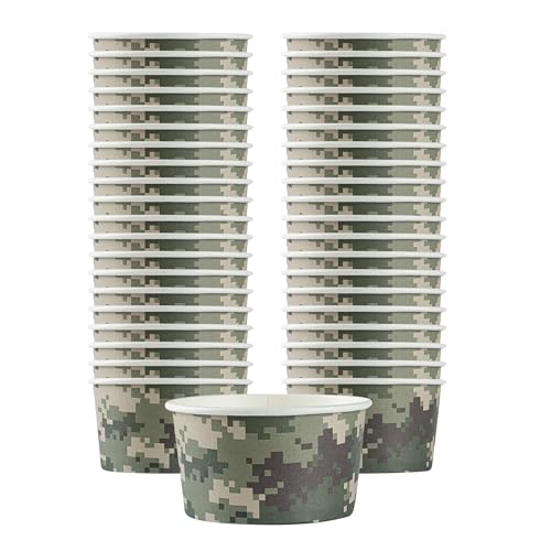 Image of Restaurantware Coppetta 8 Ounce Dessert Cups, 200 Disposable Ice Cream Cups - Lids Sold Separately, Sturdy, Camouflage Paper FroYo Bowls, For Hot And Cold Foods, Perfect For Gelato Or Mousse