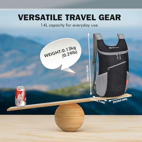 Mochila plegable ligera 14/25L negra y azul miniatura 2