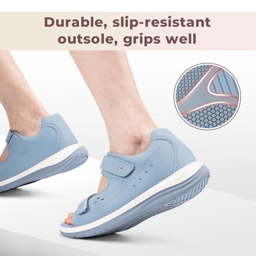 Image of FitVille Diabetic Sandals for Women Wide Width, Open Toe Orthopedic Wide Sandals for Women with Adjustable Straps and Arch Support for Bunions, Plantar Fasciitis, Swollen Feet