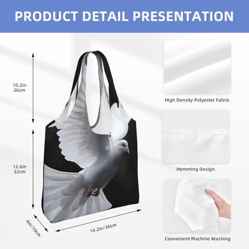 Flying Dove Reusable Canvas Tote Bag for Women for Work, Travel, Shopping, College and School, Black, One Size4