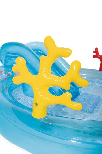 Image of INTEX Under The Sea Inflatable Kiddie Pool: Inflatable Kids Pool with Water Sprayer and Slide - Splash Pad - 122 inch x 76 inch x 28 inch - Ages 3+