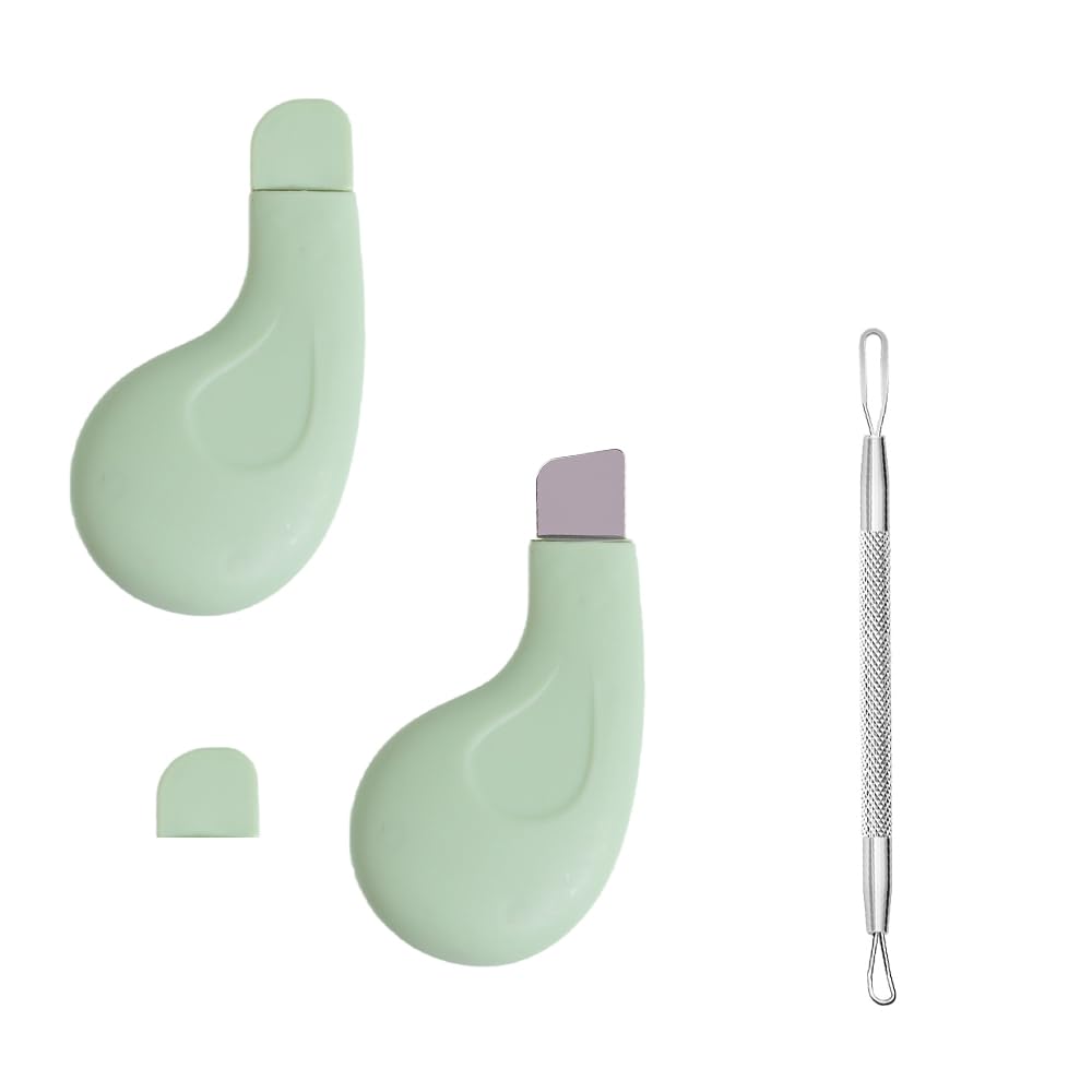 2 PCS Silicone Nose Blackhead Remover Professional Skin Pore Spatula Metal Pimple Popper with Dual Head for Removing Blemish Comedone Whiteheads