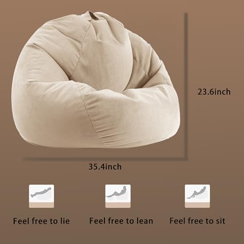 Image of ENBAOHUI Kids Memory Foam Bean Bag Chairs for Teens with Filling Boy Girl Kid Toddler Sofa Comfoy Chair Kahki