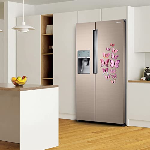 24Pcs Butterfly Wall Decals Removable 3D Butterflies Decor For Wall Sticker Mural Stickers Home Decoration Kids Room Bedroom Decor (Double Layer-Pink/24Pcs) #TOP1