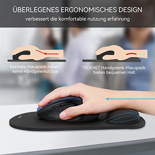 TECKNET Mauspad mit Gelkissen, Memory Foam Mousepad Ergonomisches Wasserdicht Komfort Mausmatte mit Handgelenkpolster Handauflage, für Büro/Home Alle Maus Offfice Heim Computer Laptop