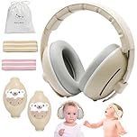2 in 1 Newborn Baby Ear Defenders 0-3 3-6 6-12 12-18 Months Age 2 3 4 Toddler Kids Children for Plane Flying Noise Cancelling Toddler Baby Headphones Ear Muffs for Noise Airplane Travel Beige