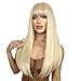 SUKRI Long Blonde Wig with Bangs Straight Blonde Wig for Women Natural Looking Hair Wigs 22 Inch Synthetic Wigs for Girls Daily Party Cosplay Wig