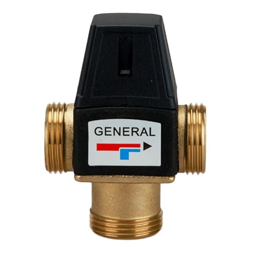 HeeHoo Brass Automatic Thermostatic Mixing Valve, 35–60°C Hot & Cold Water Self-Adjusting, Anti-Scald Protection, for Solar Water Heaters (Male 1" (DN25))