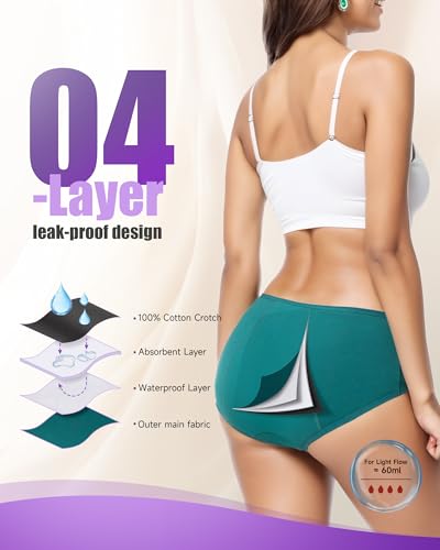 Image of TANSTC Period Underwear for Women Heavy Flow | Leakproof Menstrual Panties Postpartum, Cotton Soft Breathable Briefs 3 Pack